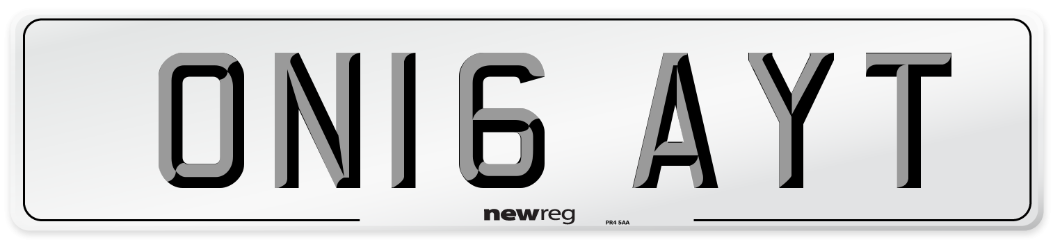 ON16 AYT Number Plate from New Reg